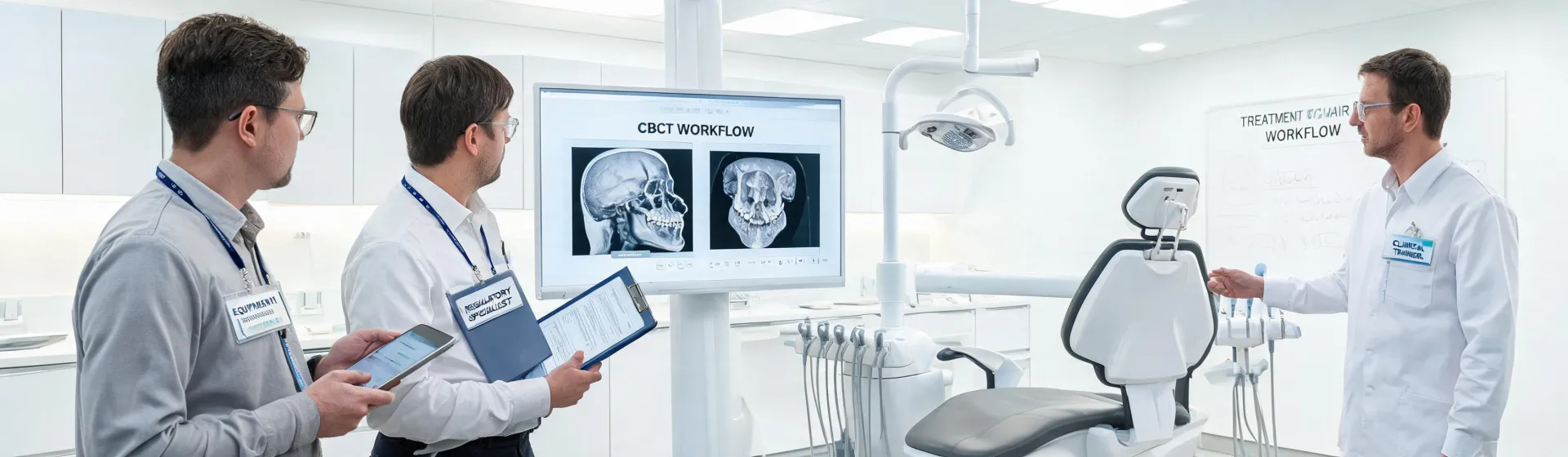 Dental device team in clinical training room